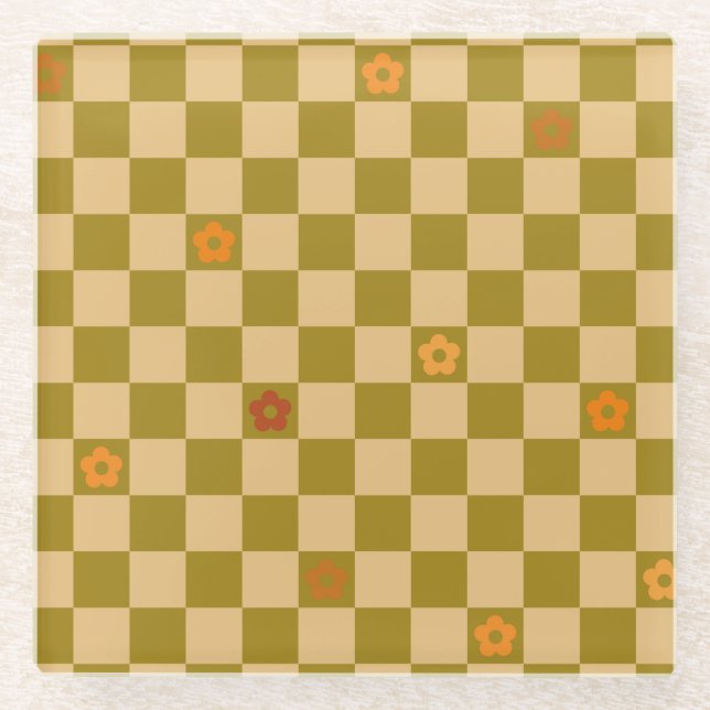 Flowe Karomuster - Nr. 02 Glasuntersetzer (Vorderseite)