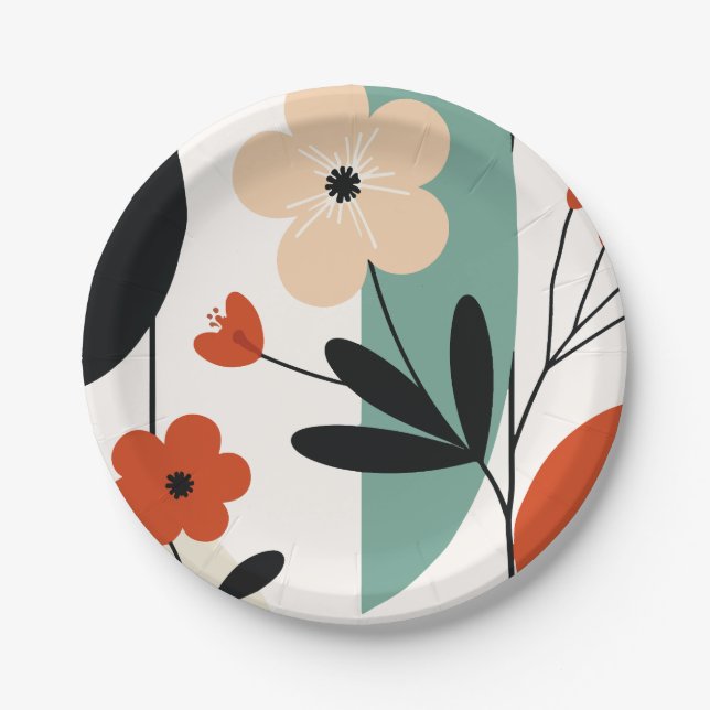 Flower abstract pattern pappteller (Vorderseite)