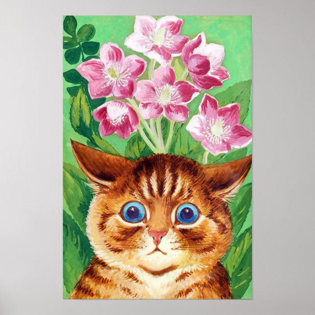 Flower and Cat, Louis Wain Poster (Vorne)