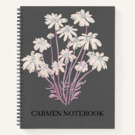 Flower Art Drawing Personalize Spiral Notebook Notizbuch