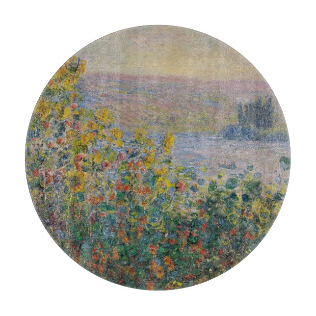 Flower Beds at Vétheuil, Impressionist Landscape Schneidebrett (Vorderseite)