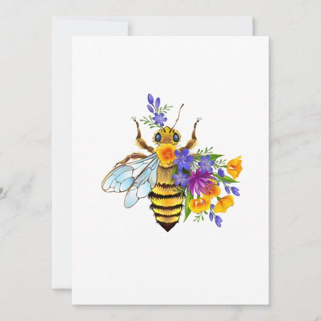 Flower bee with wild plants feiertagskarte (Vorderseite)