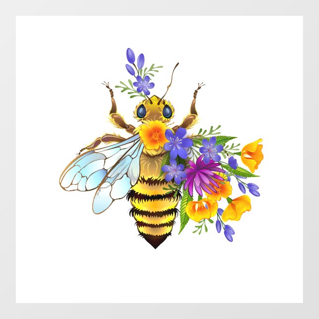 Flower bee with wild plants fensteraufkleber (Blatt)