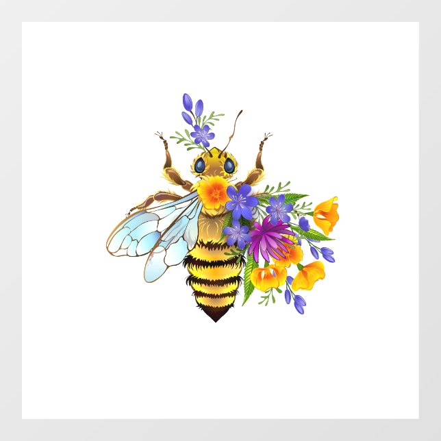 Flower bee with wild plants fensteraufkleber (Blatt)