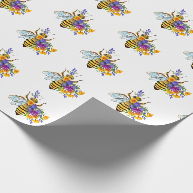 Flower bee with wild plants geschenkpapier (Ecke)
