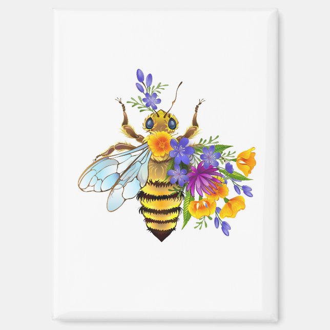 Flower bee with wild plants magnet (Vorderseite)