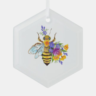 Flower bee with wild plants ornament aus glas