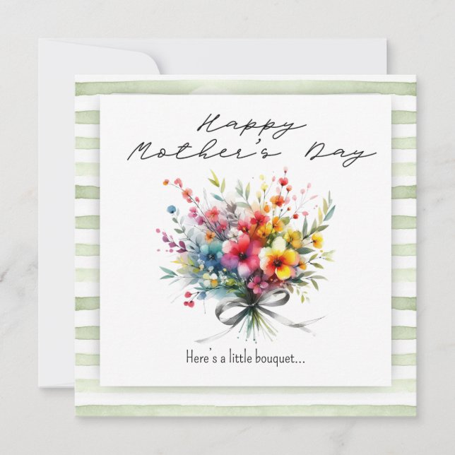 Flower Bouquet Happy Mother's Day green background Karte (Vorderseite)