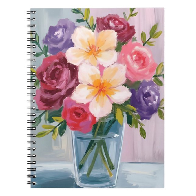 Flower Bouquet Watercolor Floral Painting Notizblock (Vorderseite)