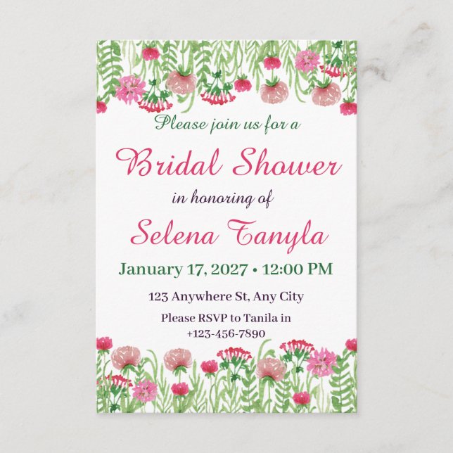  Flower Bridal Shower Invitation Card Einladung (Vorderseite)
