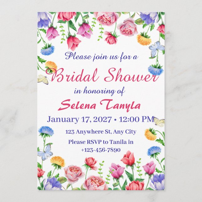 Flower Bridal Shower Invitation Card Einladung (Vorderseite)