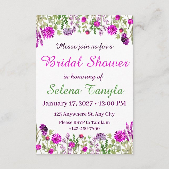  Flower Bridal Shower Invitation Card Einladung (Vorderseite)