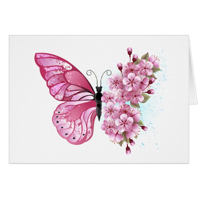 Flower Butterfly with Pink Sakura (Vorderseite (Horizontal))