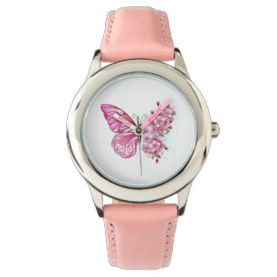 Flower Butterfly with Pink Sakura Armbanduhr