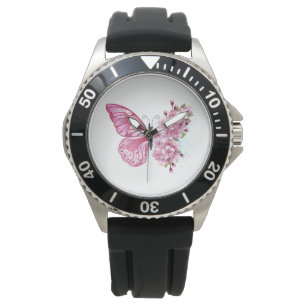 Flower Butterfly with Pink Sakura Armbanduhr