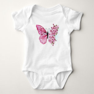 Flower Butterfly with Pink Sakura Baby Strampler