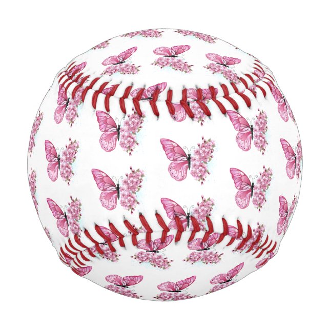 Flower Butterfly with Pink Sakura Baseball (Vorderseite)