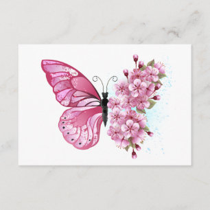 Flower Butterfly with Pink Sakura Begleitkarte