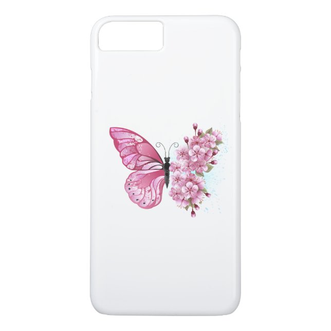Flower Butterfly with Pink Sakura Case-Mate iPhone Hülle (Rückseite)
