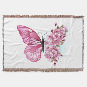 Flower Butterfly with Pink Sakura Decke