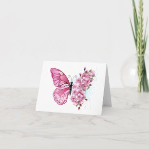 Flower Butterfly with Pink Sakura Feiertagskarte
