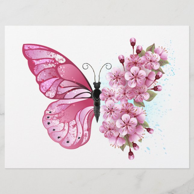 Flower Butterfly with Pink Sakura Flyer (Vorne)