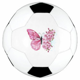 Flower Butterfly with Pink Sakura Fußball