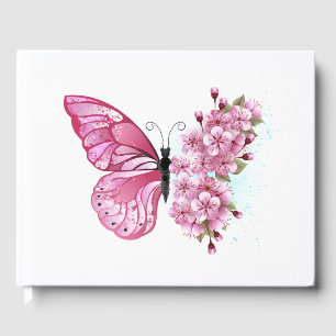 Flower Butterfly with Pink Sakura Gästebuch