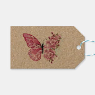 Flower Butterfly with Pink Sakura Geschenkanhänger