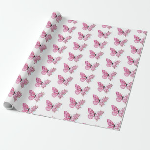 Flower Butterfly with Pink Sakura Geschenkpapier