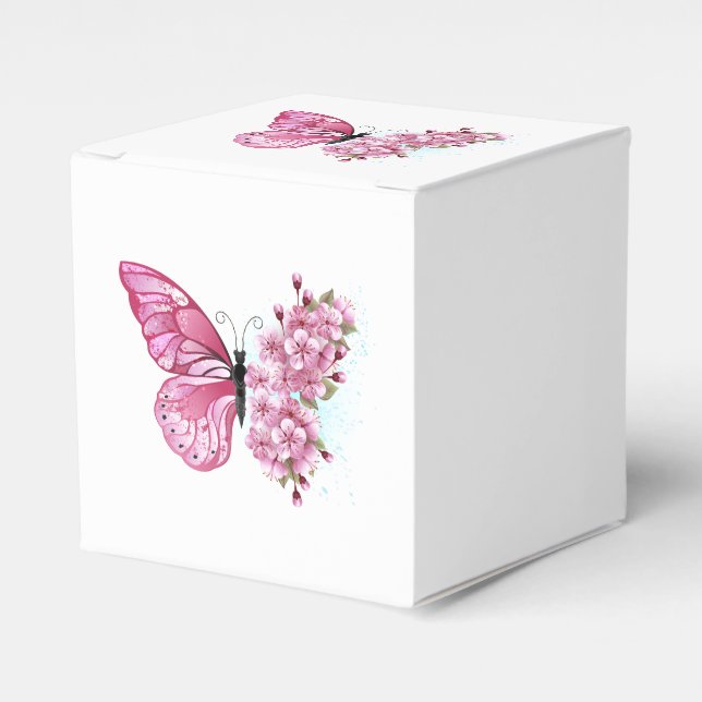 Flower Butterfly with Pink Sakura Geschenkschachtel (Vorderseite)