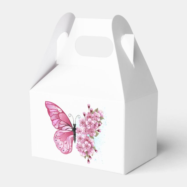 Flower Butterfly with Pink Sakura Geschenkschachtel (Vorderseite)