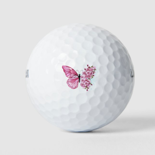 Flower Butterfly with Pink Sakura Golfball (Vorderseite)