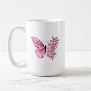 Flower Butterfly with Pink Sakura Kaffeetasse