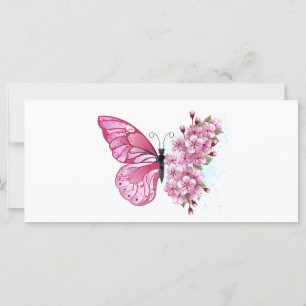 Flower Butterfly with Pink Sakura Karte