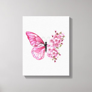 Flower Butterfly with Pink Sakura Leinwanddruck
