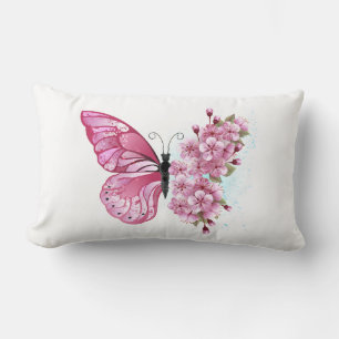 Flower Butterfly with Pink Sakura Lendenkissen