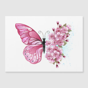 Flower Butterfly with Pink Sakura Magneteinladung