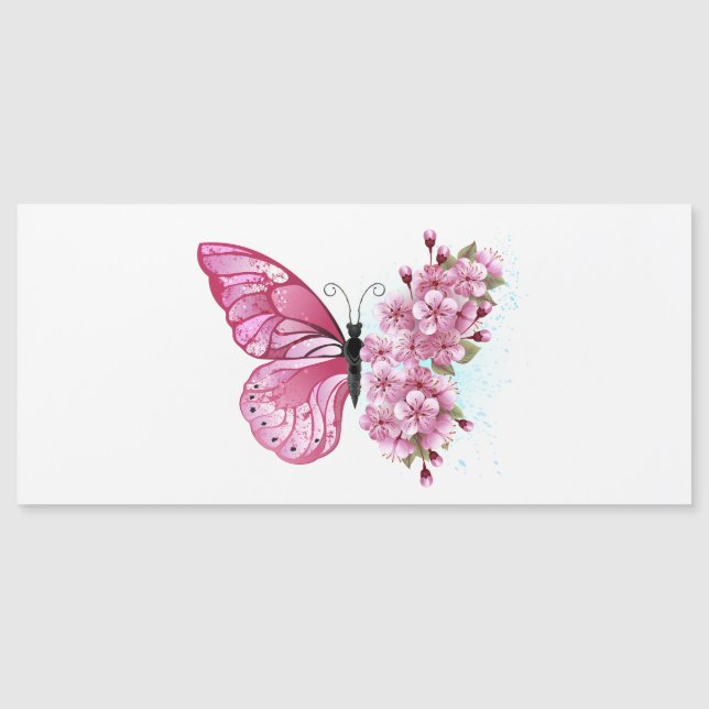 Flower Butterfly with Pink Sakura Magneteinladung (Vorderseite)