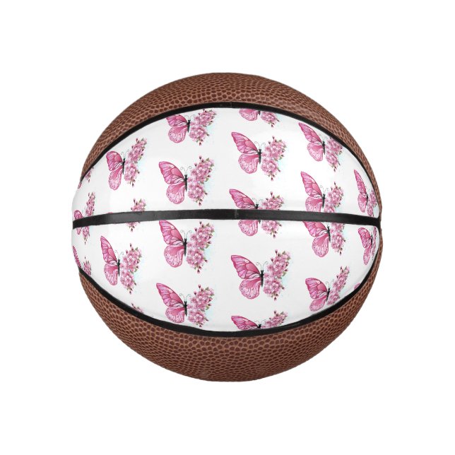 Flower Butterfly with Pink Sakura Mini Basketball (Vorderseite)