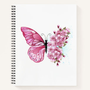 Flower Butterfly with Pink Sakura Notizbuch