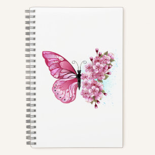Flower Butterfly with Pink Sakura Notizbuch