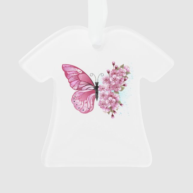 Flower Butterfly with Pink Sakura Ornament (Vorderseite)