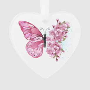 Flower Butterfly with Pink Sakura Ornament