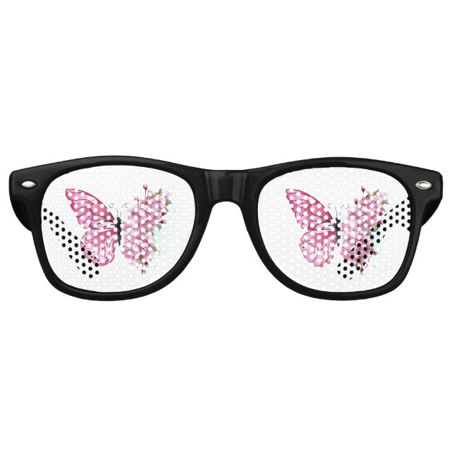 Flower Butterfly with Pink Sakura Partybrille (Vorderseite)
