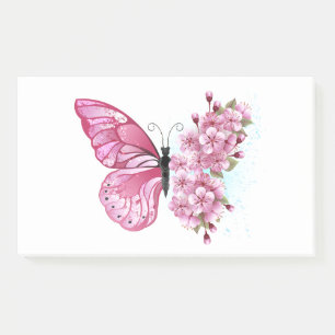 Flower Butterfly with Pink Sakura Post-it Klebezettel