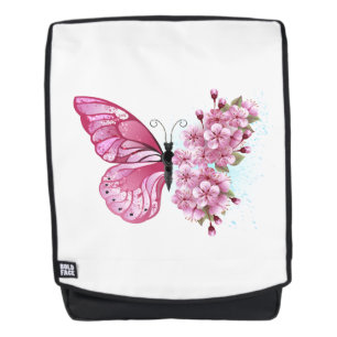 Flower Butterfly with Pink Sakura Rucksack