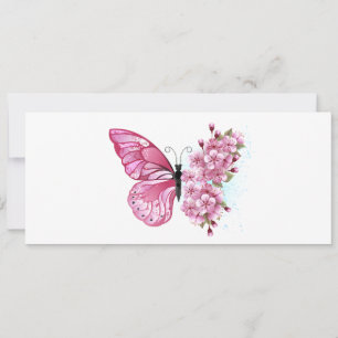 Flower Butterfly with Pink Sakura Save The Date