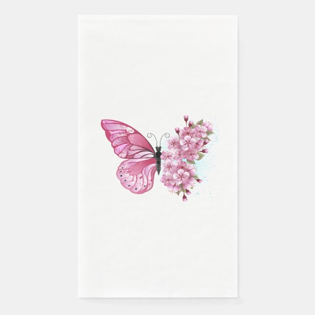 Flower Butterfly with Pink Sakura Serviette (Vorderseite)
