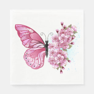 Flower Butterfly with Pink Sakura Serviette